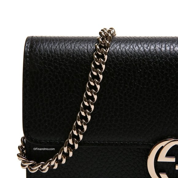NEW Gucci Black Interlocking G Clutch Wallet On Chain Crossbody Shoulder Bag - Picture 9 of 12